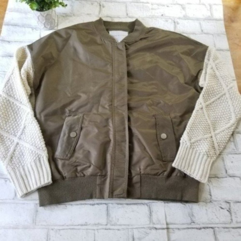 Paper Crane Sweater Sleeved Bomber Jacket S